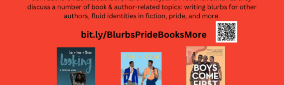Online Author Panel. Blurbs, Pride Month, Black Books, and More: Authors Katrina Jackson, Aaron Foley, and Frederick Smith. Watch on YouTube.